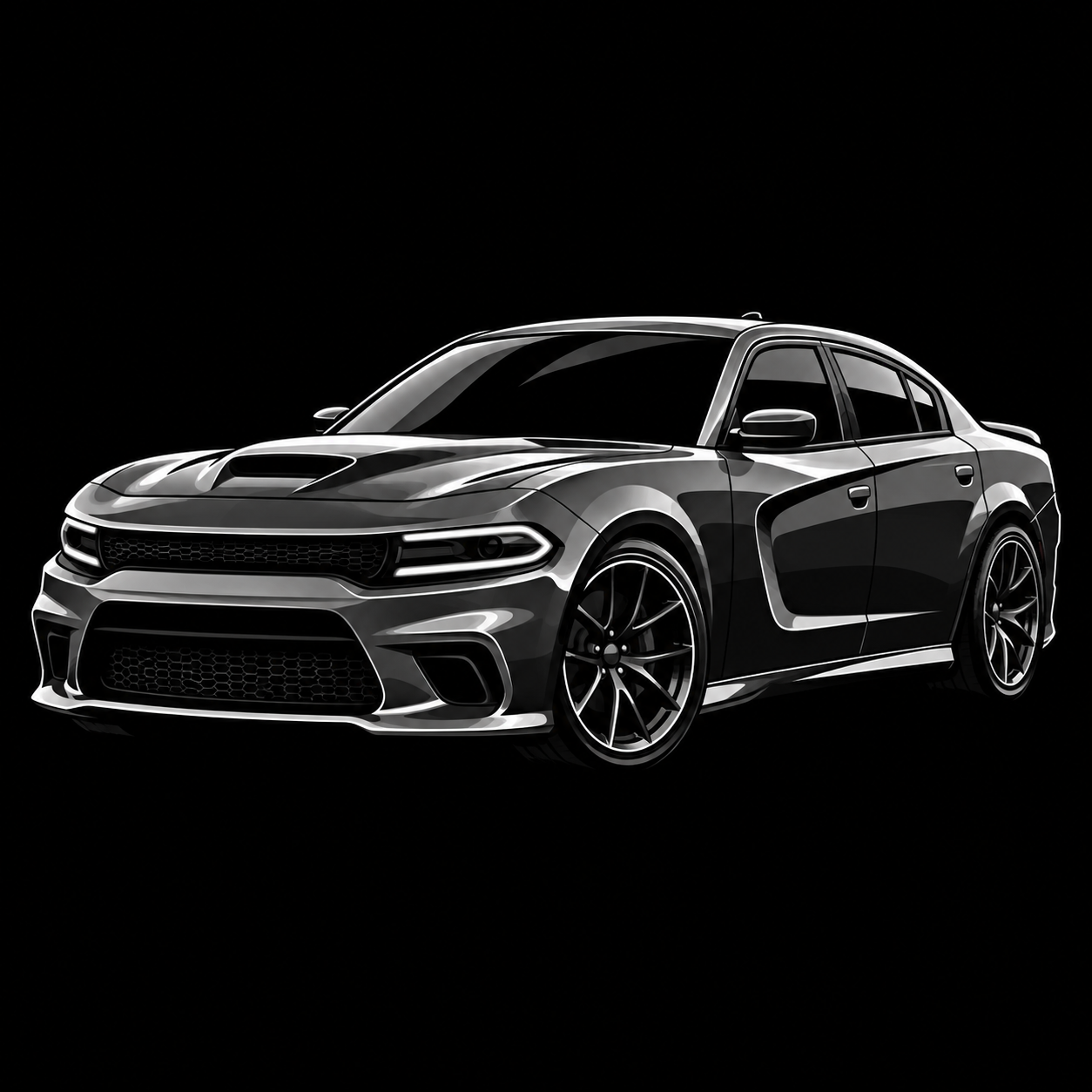 Silver and charcoal Dodge Charger from the 2015–2023 generation